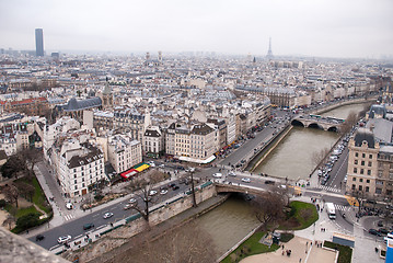 Image showing view of Eiffel tower at the river Seine