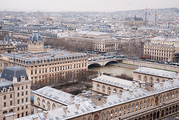 Image showing aerial view of Paris and Seine river