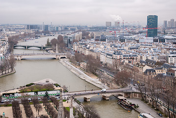 Image showing aerial view of Paris and Seine river