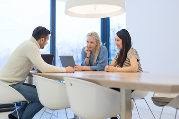 Image showing Startup Business Team At A Meeting at modern office building