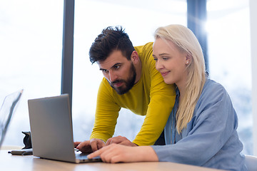 Image showing Startup Business Team At A Meeting at modern office building