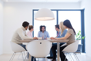 Image showing Startup Business Team At A Meeting at modern office building