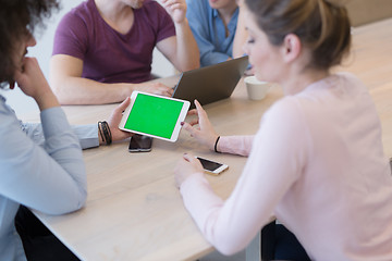 Image showing Startup Business Team At A Meeting at modern office building