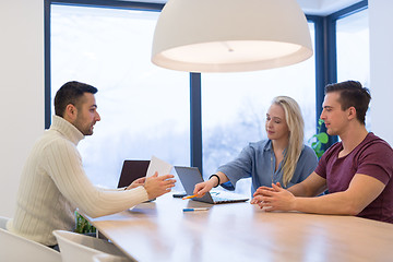 Image showing Startup Business Team At A Meeting at modern office building