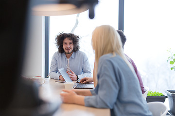 Image showing Startup Business Team At A Meeting at modern office building