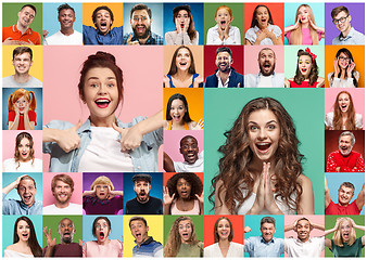 Image showing The collage of surprised people