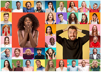 Image showing The collage of surprised people