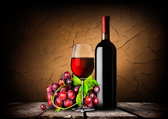 Image showing Bottle of red wine,