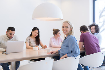 Image showing Startup Business Team At A Meeting at modern office building