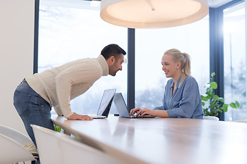 Image showing Startup Business Team At A Meeting at modern office building