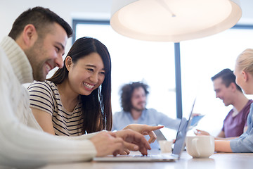 Image showing Startup Business Team At A Meeting at modern office building