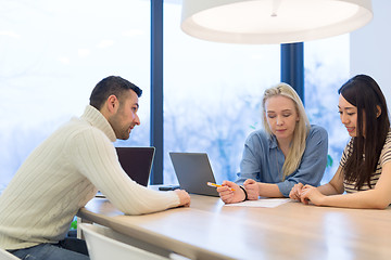 Image showing Startup Business Team At A Meeting at modern office building