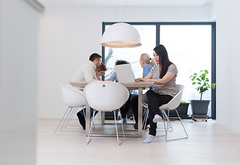 Image showing Startup Business Team At A Meeting at modern office building