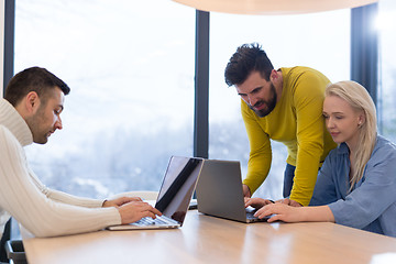 Image showing Startup Business Team At A Meeting at modern office building