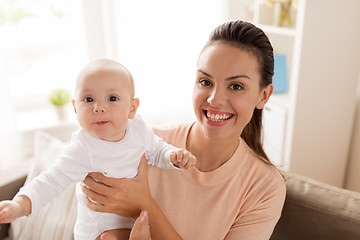 Image showing happy mother with little baby boy at home