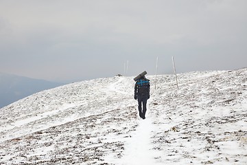 Image showing Hiking in the mountains