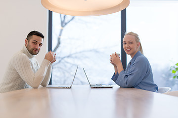 Image showing Startup Business Team At A Meeting at modern office building