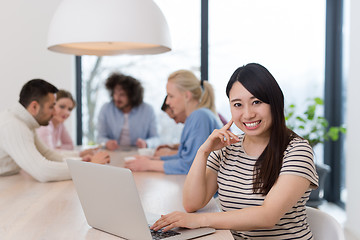 Image showing Startup Business Team At A Meeting at modern office building