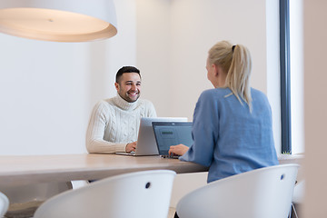 Image showing Startup Business Team At A Meeting at modern office building