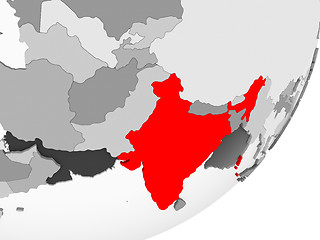 Image showing India in red on grey map