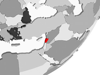 Image showing Lebanon in red on grey map