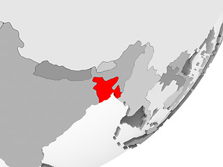 Image showing Bangladesh in red on grey map