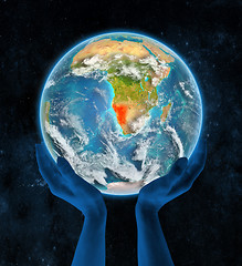 Image showing Namibia on planet Earth in hands