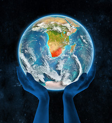 Image showing South Africa on planet Earth in hands