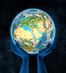 Image showing Jordan on planet Earth in hands