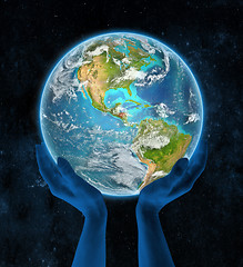 Image showing Honduras on planet Earth in hands