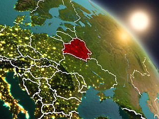 Image showing Belarus from space during sunrise