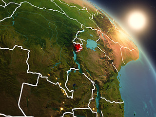 Image showing Burundi from space during sunrise