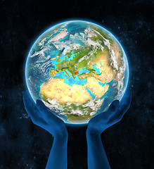 Image showing Bulgaria on planet Earth in hands