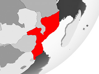 Image showing Mozambique in red on grey map