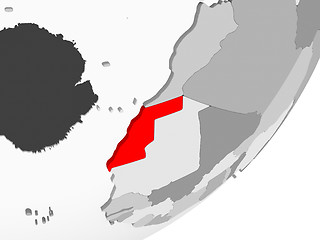 Image showing Western Sahara in red on grey map