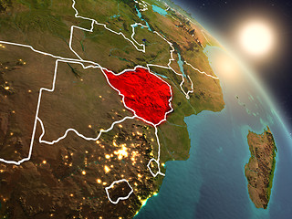 Image showing Zimbabwe from space during sunrise