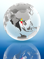 Image showing Myanmar on political globe