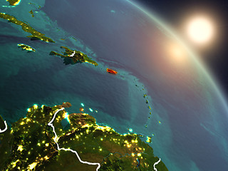 Image showing Puerto Rico from space during sunrise