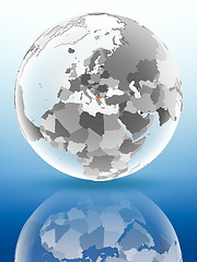 Image showing Macedonia on political globe