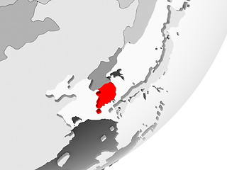 Image showing South Korea in red on grey map