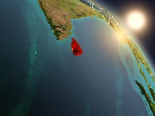 Image showing Sri Lanka from space during sunrise