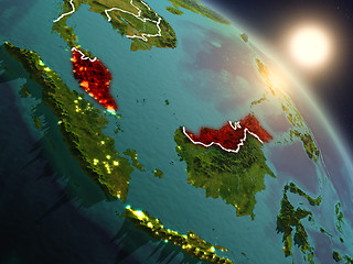 Image showing Malaysia from space during sunrise