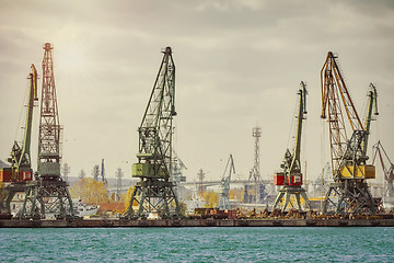 Image showing Port Cranes in the Pier