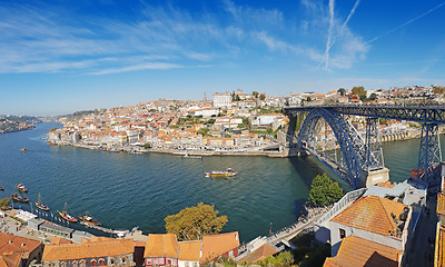 Image showing Panoramic view of old town Porto and Douro River