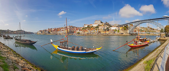 Image showing Panoramic view of old town Porto and Douro River