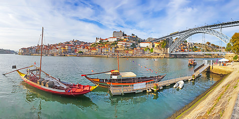 Image showing Panoramic view of old town Porto and Douro River