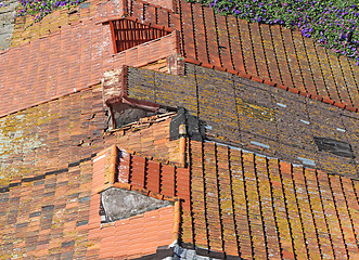 Image showing Background of a roof with old roof tiles