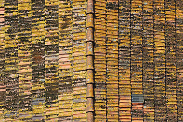 Image showing Background of a roof with old roof tiles