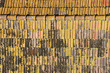 Image showing Background of a roof with old roof tiles