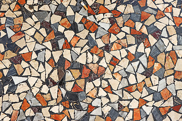 Image showing Mosaic flooring of multicolored small stones